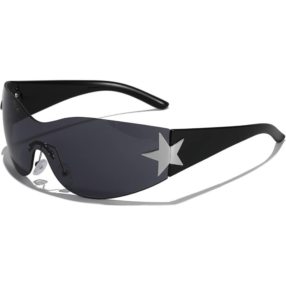 Rimless Y2K Sunglasses Women Men Wrap Around UV400 Protection Trendy Shades
